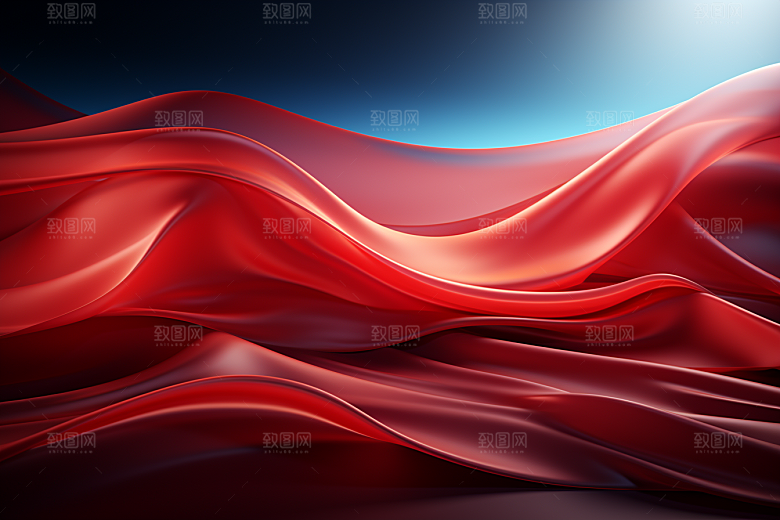 红色波浪丝滑背景图