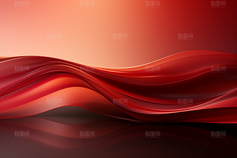 红色线条波浪背景图
