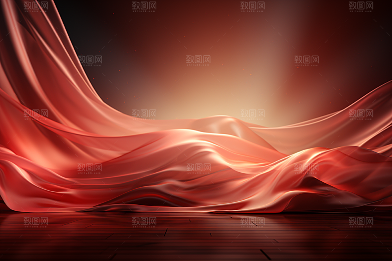 红色波浪线条背景图