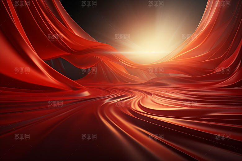 红色丝滑光效背景图
