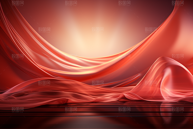 红色丝滑喜庆背景图