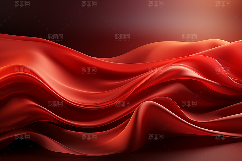 红色丝滑线条背景图