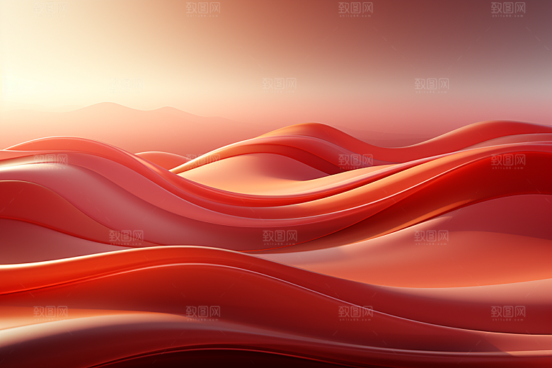 红色喜庆波浪背景图