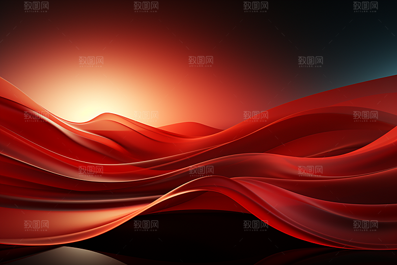 红色波浪渐变背景图