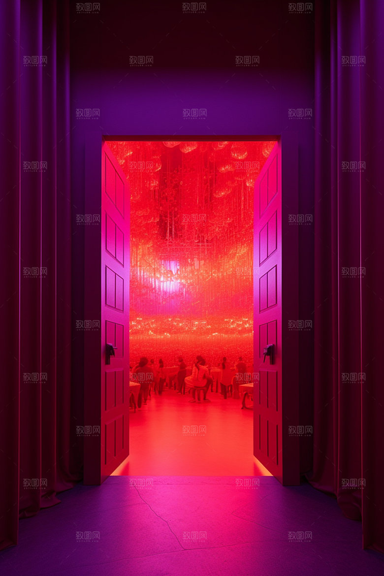 红色大门开业大吉简约素材