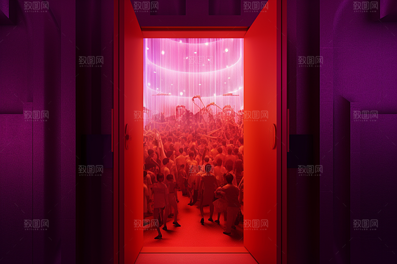 红色大门简约高清素材