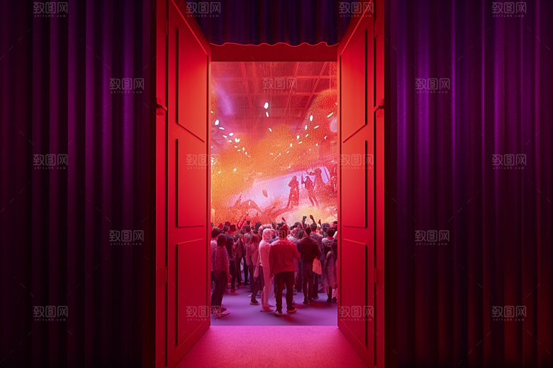 红色大门开业大吉简约素材