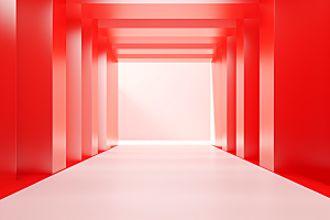 红色通道大门空间感火热背景图