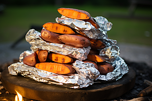 烤红薯冬天地瓜摄影图