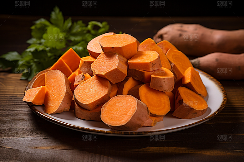 烤红薯美味地瓜摄影图