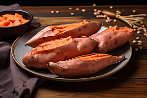 烤红薯香甜冬天摄影图