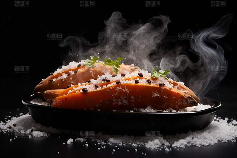 烤红薯温暖冬季摄影图