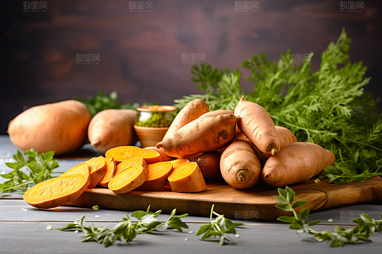 红薯地瓜主食食材摄影图