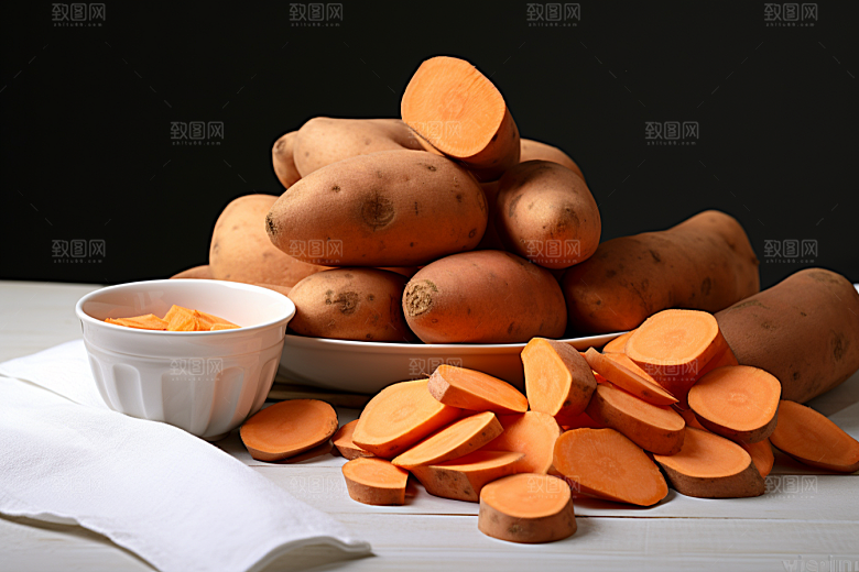 红薯地瓜主食碳水摄影图
