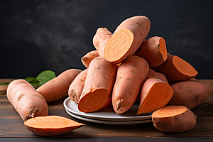 红薯地瓜食材主食摄影图