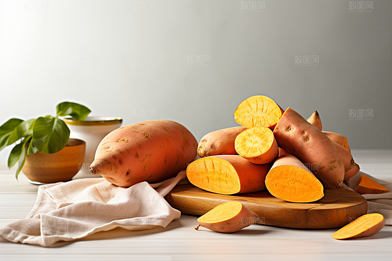 红薯地瓜食材淀粉摄影图