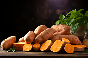 红薯地瓜主食食材摄影图