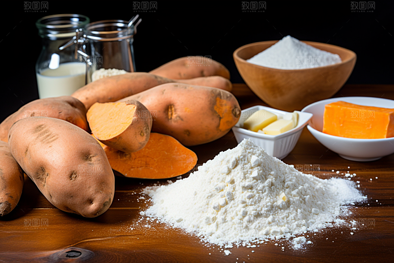 红薯地瓜淀粉食材摄影图
