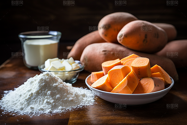 红薯地瓜山芋食材摄影图