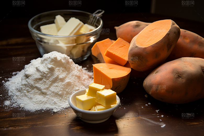 红薯地瓜食材淀粉摄影图