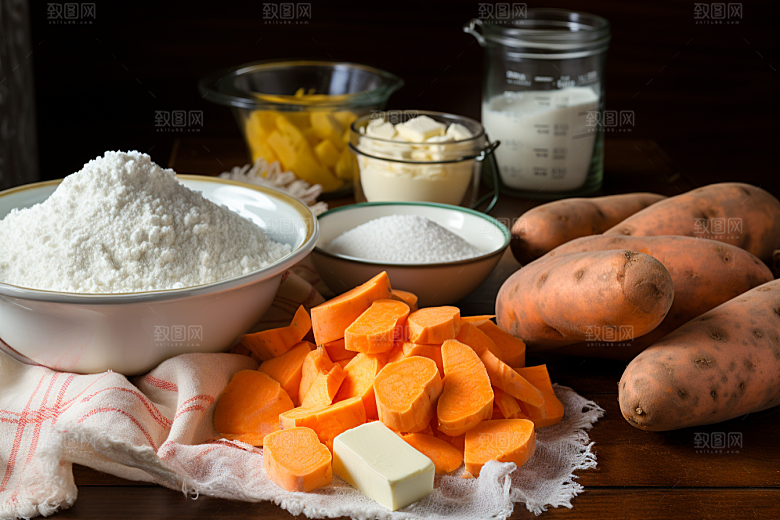 红薯地瓜淀粉主食摄影图