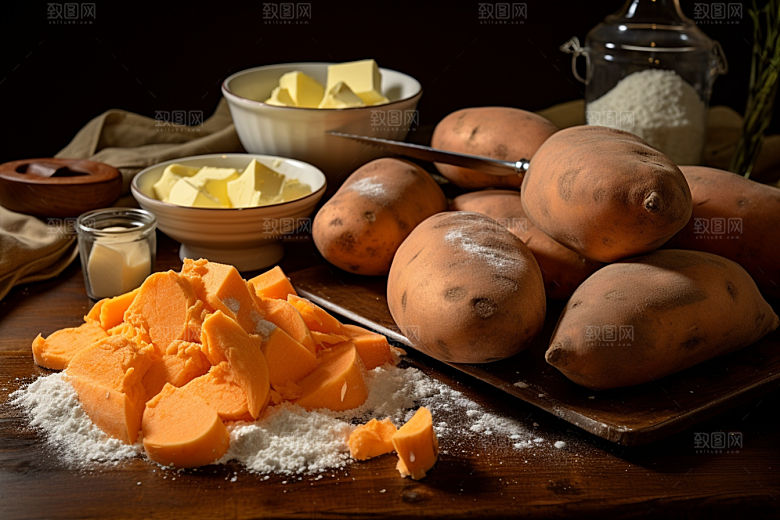 红薯地瓜主食碳水摄影图