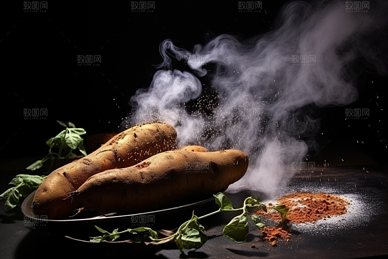 红薯地瓜山芋食材摄影图