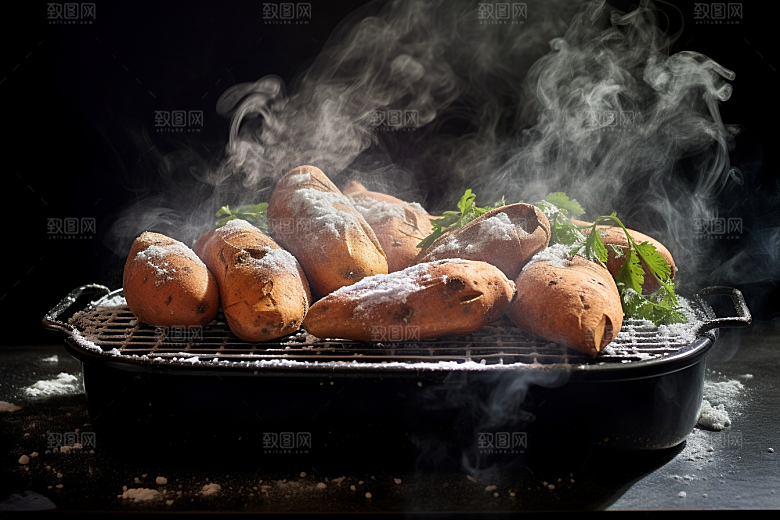 红薯地瓜食材杂粮摄影图