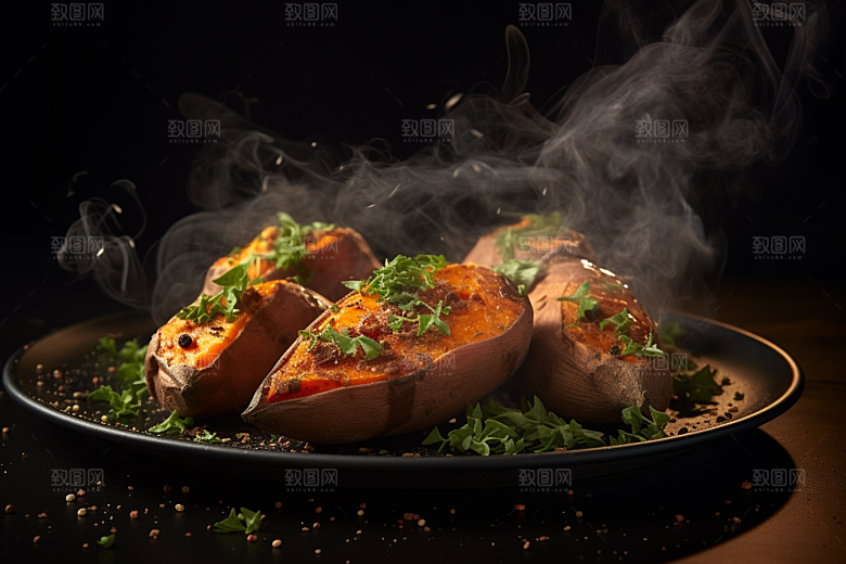 红薯地瓜食材美食摄影图
