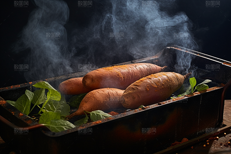 红薯地瓜主食食材摄影图