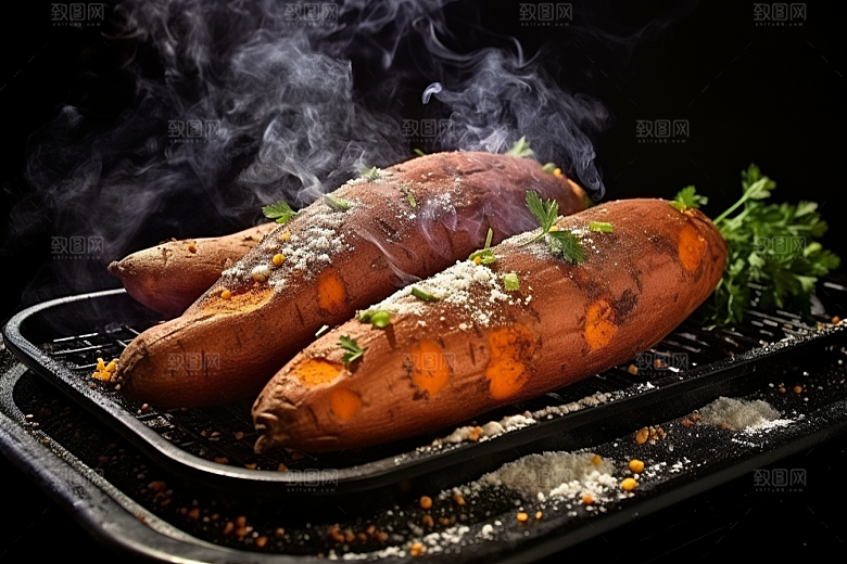 红薯地瓜主食食材摄影图