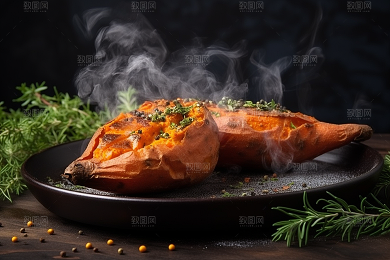 红薯地瓜黄心地瓜美食摄影图
