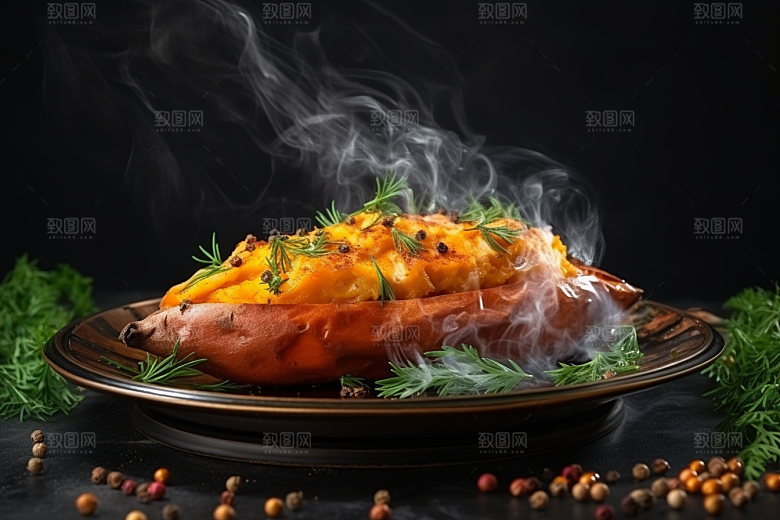 红薯地瓜美食黄心地瓜摄影图