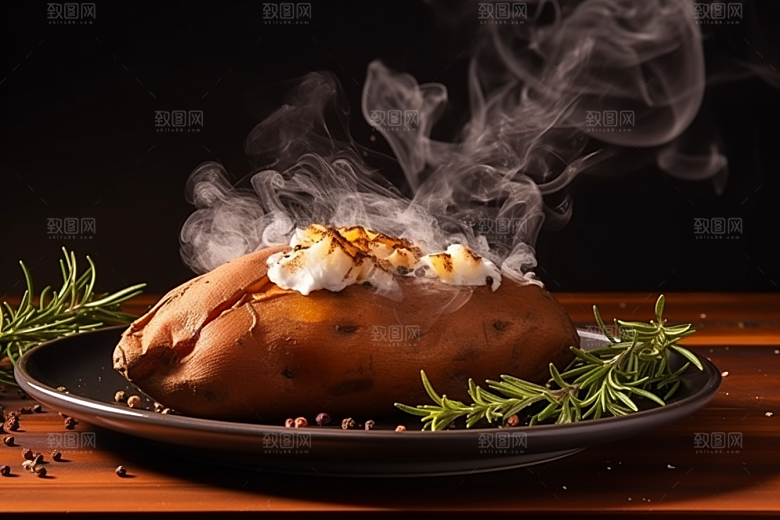 红薯地瓜美食黄心地瓜摄影图