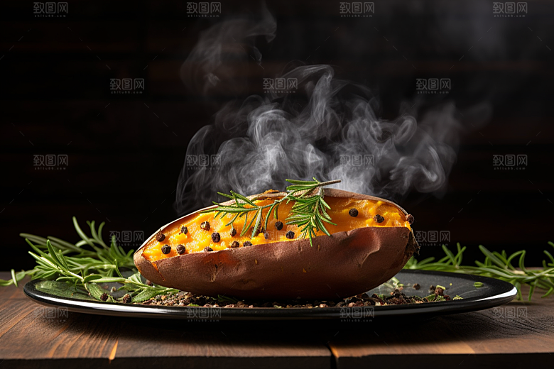 红薯地瓜山芋食材摄影图