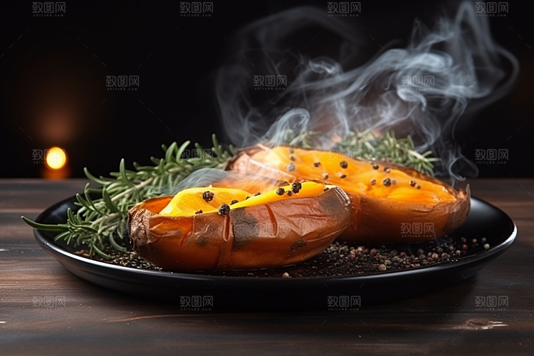 红薯地瓜美食黄心地瓜摄影图