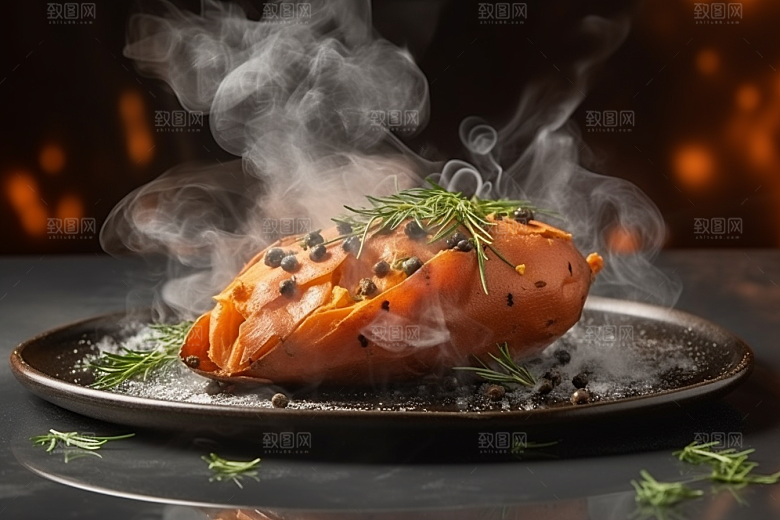 红薯地瓜淀粉食材摄影图