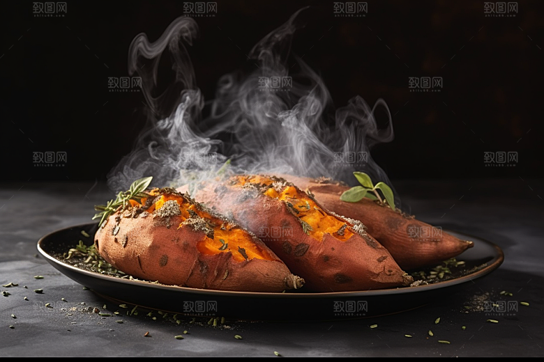 红薯地瓜山芋食材摄影图