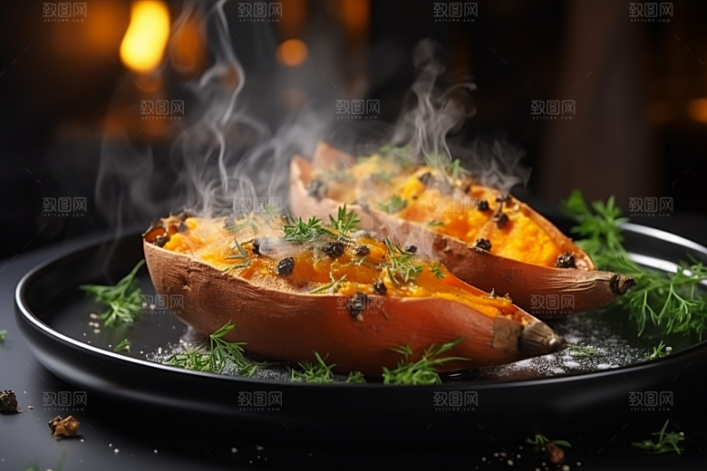 红薯地瓜淀粉主食摄影图