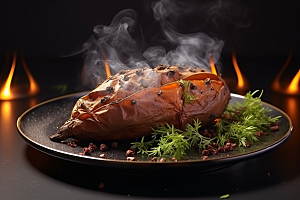 红薯地瓜碳水食材摄影图