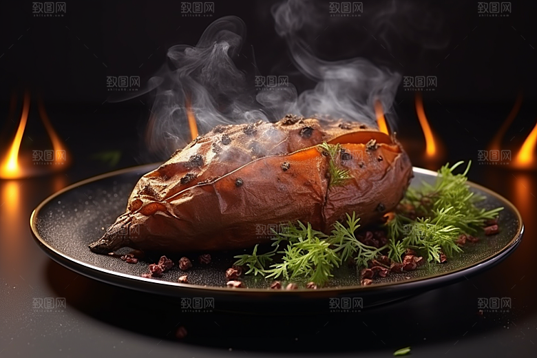 红薯地瓜碳水食材摄影图