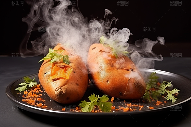 红薯地瓜黄心地瓜美食摄影图