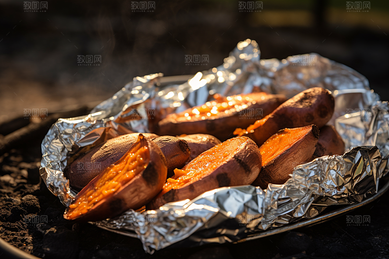 红薯地瓜主食食材摄影图
