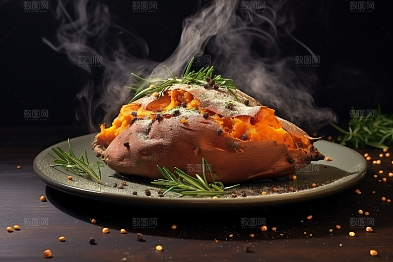 红薯地瓜淀粉主食摄影图