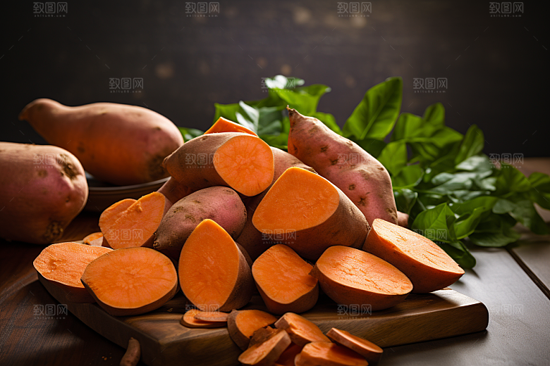 红薯地瓜淀粉食材摄影图