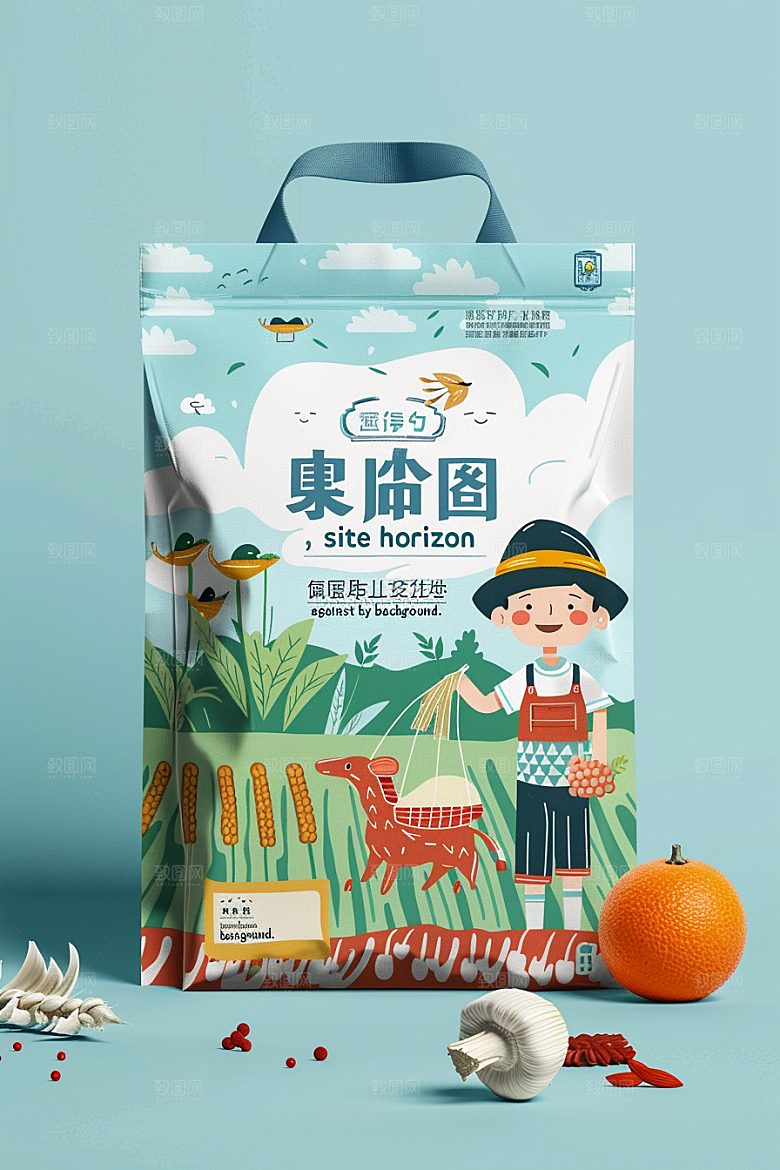 农产品包装袋包装设计乡村振兴素材