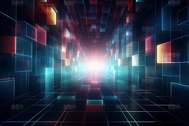 科技光束数字化幻灯片背景