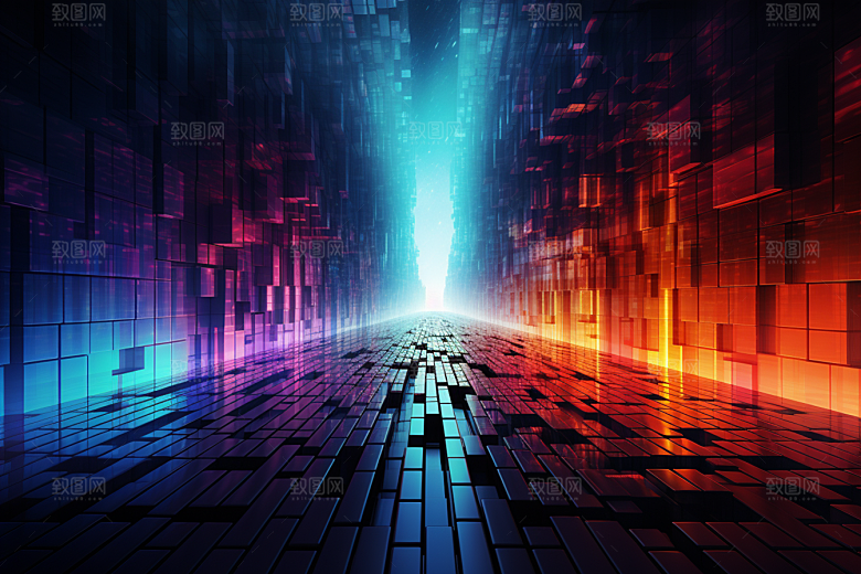科技光影深色幻灯片背景