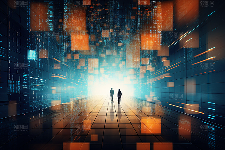 科技未来光影幻灯片背景