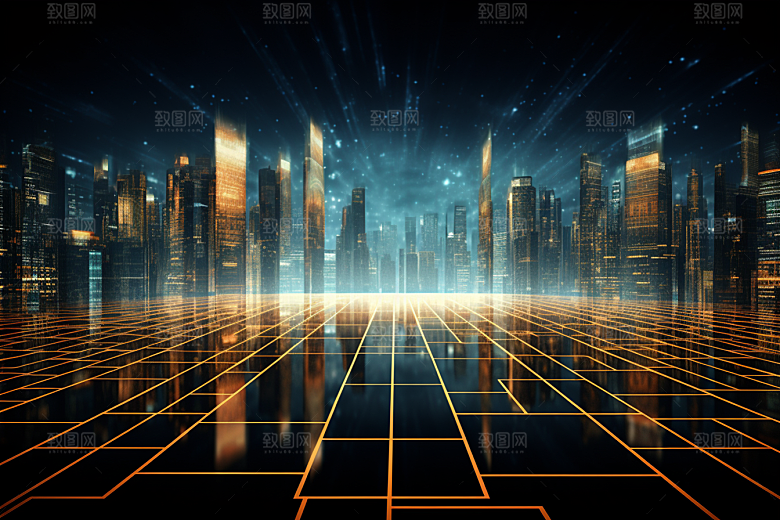 科技光影深色幻灯片背景